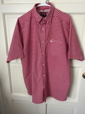 Ariat Red and White Check Short Sleeve Button-Down Shirt